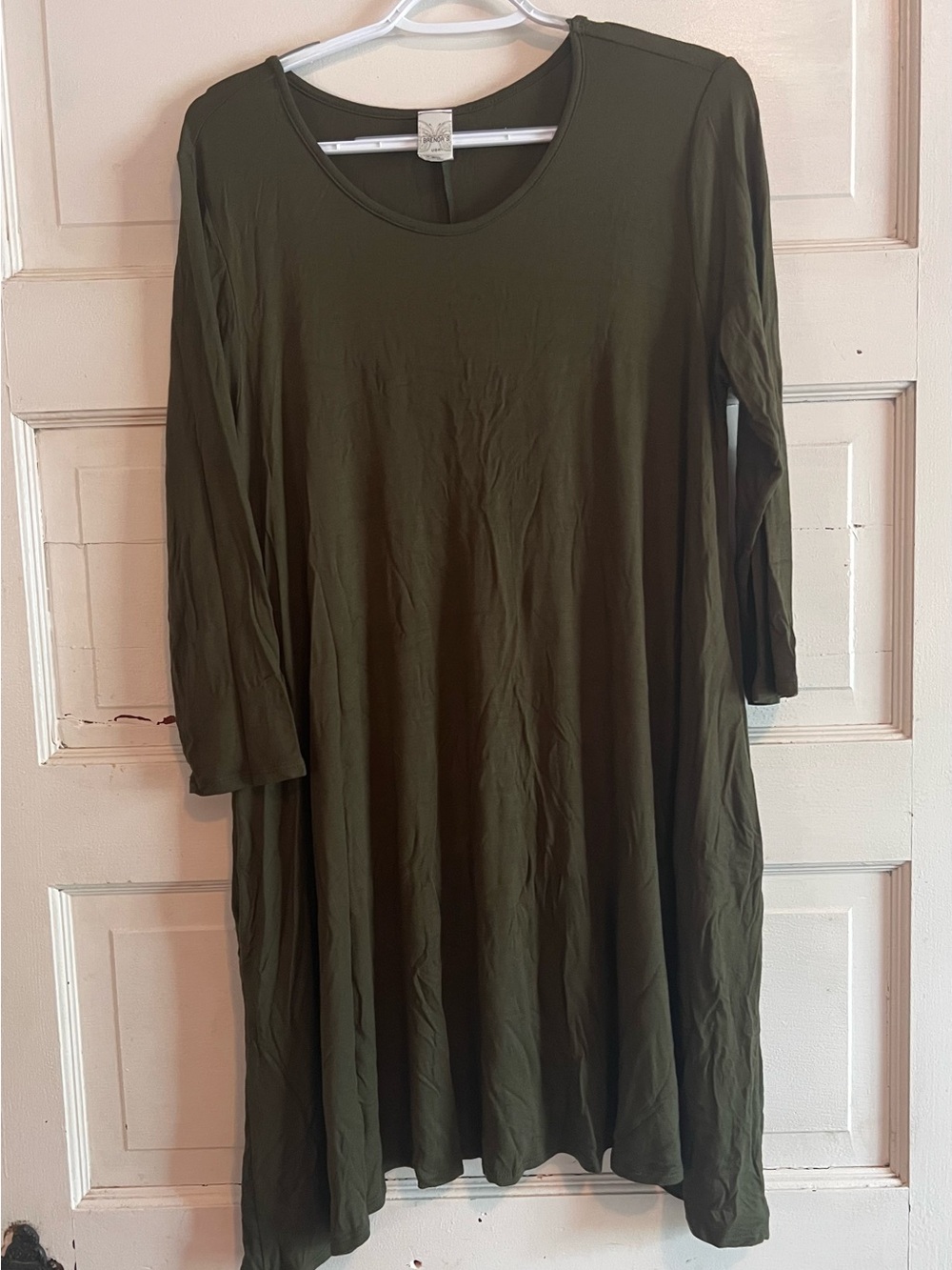 Olive Green A-Line Jersey Dress